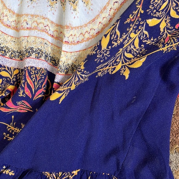 FREE PEOPLE SUNSET DREAMS TUNIC BELL SLEEVE BLOUSE IN BLUE - Picture 14 of 16